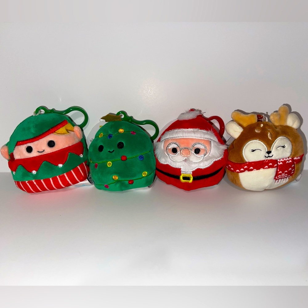 New Nick, Dawn, Carol, and Bartie Squishmallows 2022 Christmas Clip Set of 4